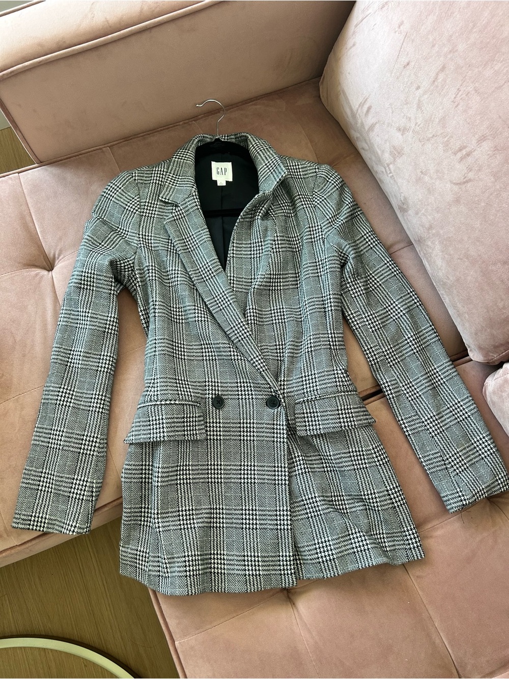 GAP Gray Plaid Double-Breasted Women's Blazer